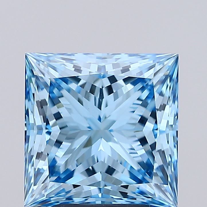 3.02 Carat Princess Cut Lab Grown Diamond VVS2Fancy Vivid Blue