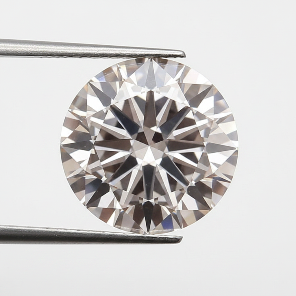 3,02 karaat ronde lab-gegroeide diamant - VS1/LICHT BRUINACHTIG ROZE
