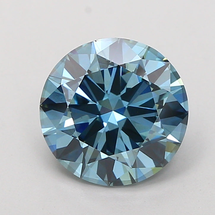 Diamante redondo cultivado en laboratorio de 3,02 quilates VS2 azul intenso elegante