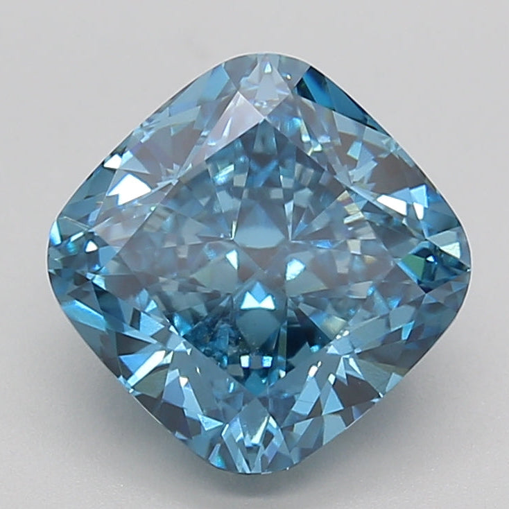 3.03 Carat Cushion Cut Lab Grown Diamond VS1 FANCY VIVID BLUE