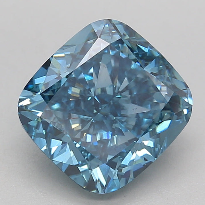 3.03 Carat Cushion Cut Lab Grown Diamond VS1 FANCY VIVID BLUE