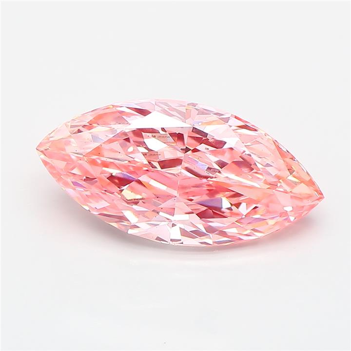 3.03 Carat Marquise Cut Lab Grown Diamond VS2Fancy Vivid Pink