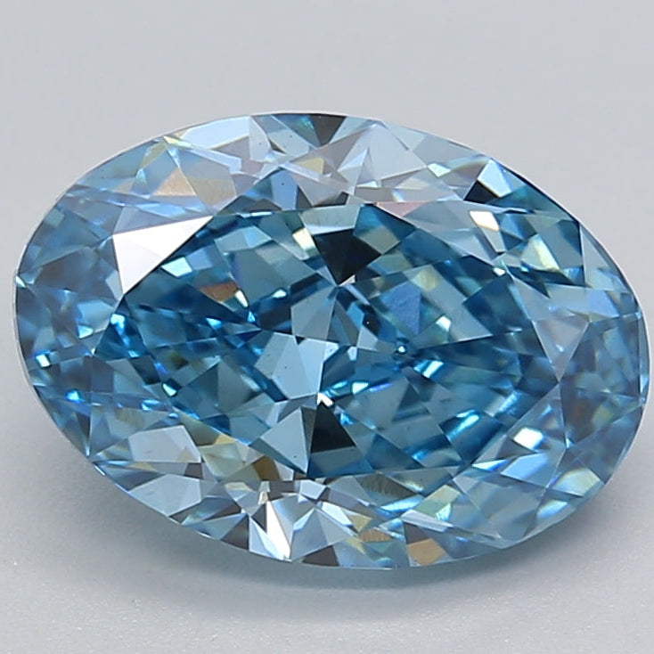 3.03 Carat Oval Cut Lab Grown Diamond VS1 Fancy Vivid Blue