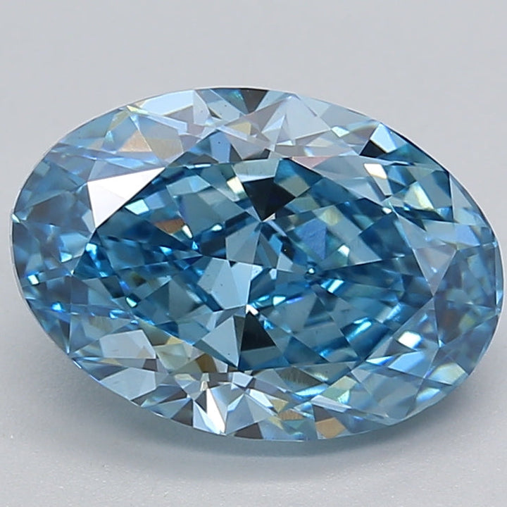 3.03 Carat Oval Cut Lab Grown Diamond VS1 Fancy Vivid Blue