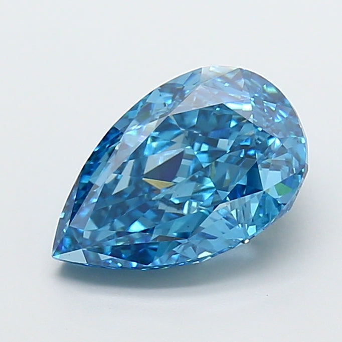 3.03 Carat Pear Cut Lab Grown Diamond VS1Fancy Vivid Blue