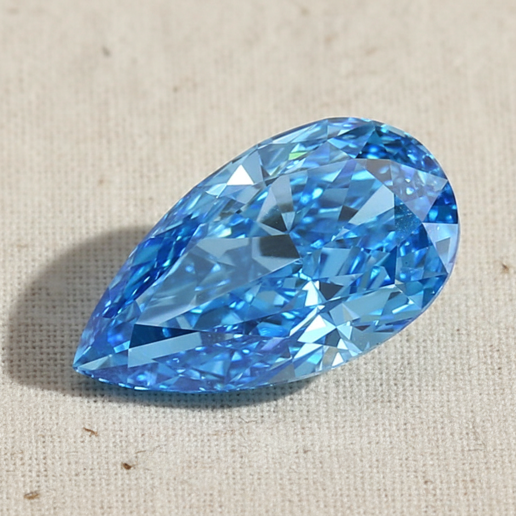 3.03 Carat Pear Cut Lab Grown Diamond VS1 Fancy Vivid Blue IGI Certified
