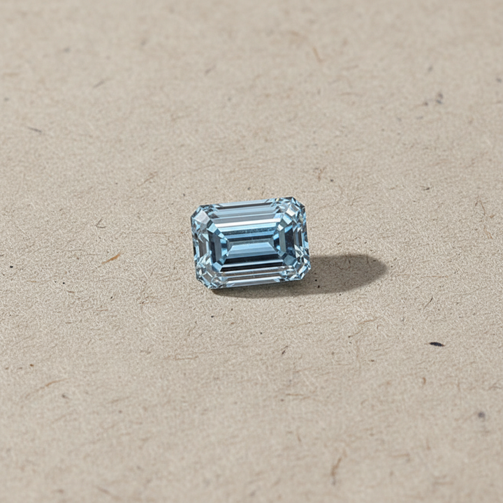 3.04 Carat Emerald Cut Lab Grown Diamond, VVS2/Fancy Vivid Blue