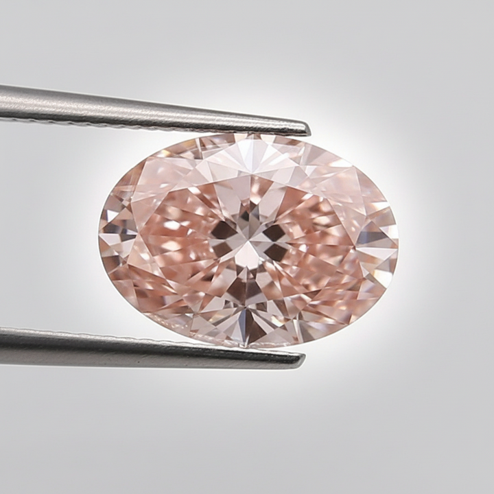 3.04 Carat Oval Cut Lab Grown Diamond, VS1/Fancy Intense Pink