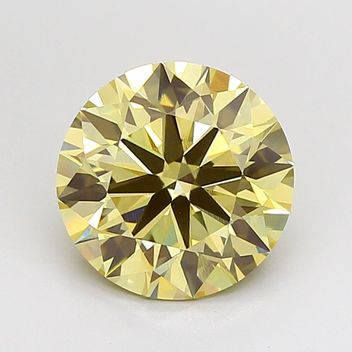 3.04 Carat Round Lab Grown Diamond VS1 Fancy Yellow