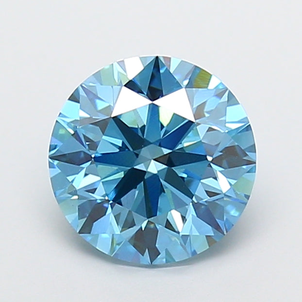 3.04 Carat Round Lab Grown Diamond VVS2 Fancy Vivid Blue