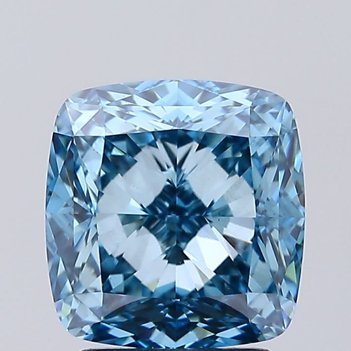 3,05 karaat kussen gemodificeerde lab-grown diamant VS1 fancy levendig blauw