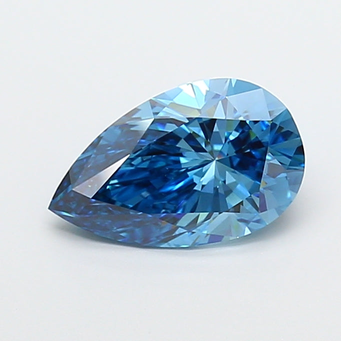 3.05 Carat Pear Cut Lab Grown Diamond VVS2Fancy Vivid Blue