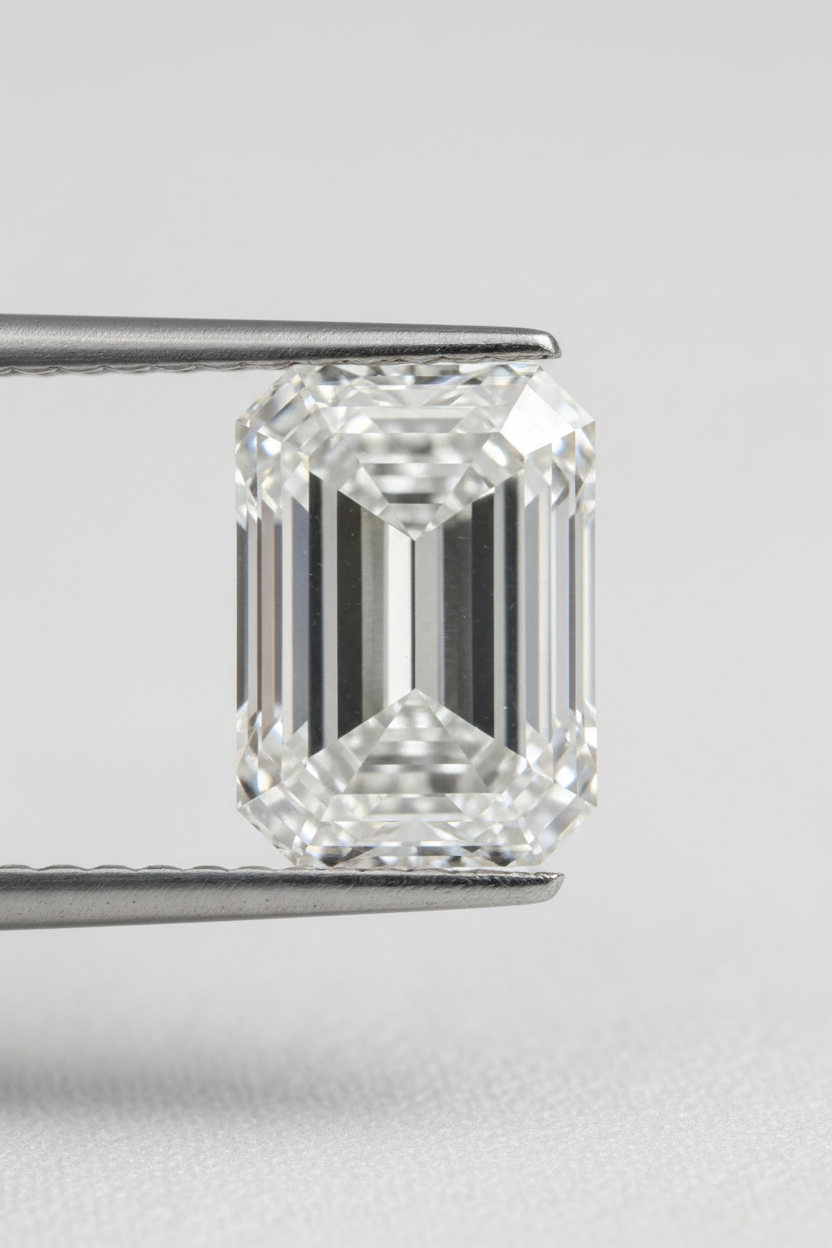 Diamant cultivé en laboratoire taille émeraude de 3,06 carats, VS2/E