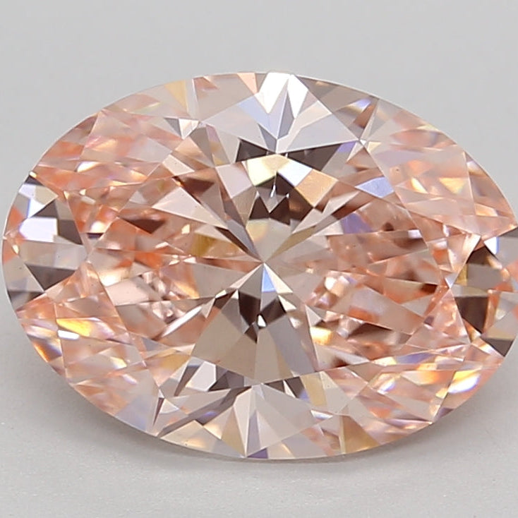 3.06 Carat Oval Cut Lab Grown Diamond VS1 Fancy Intense Pink