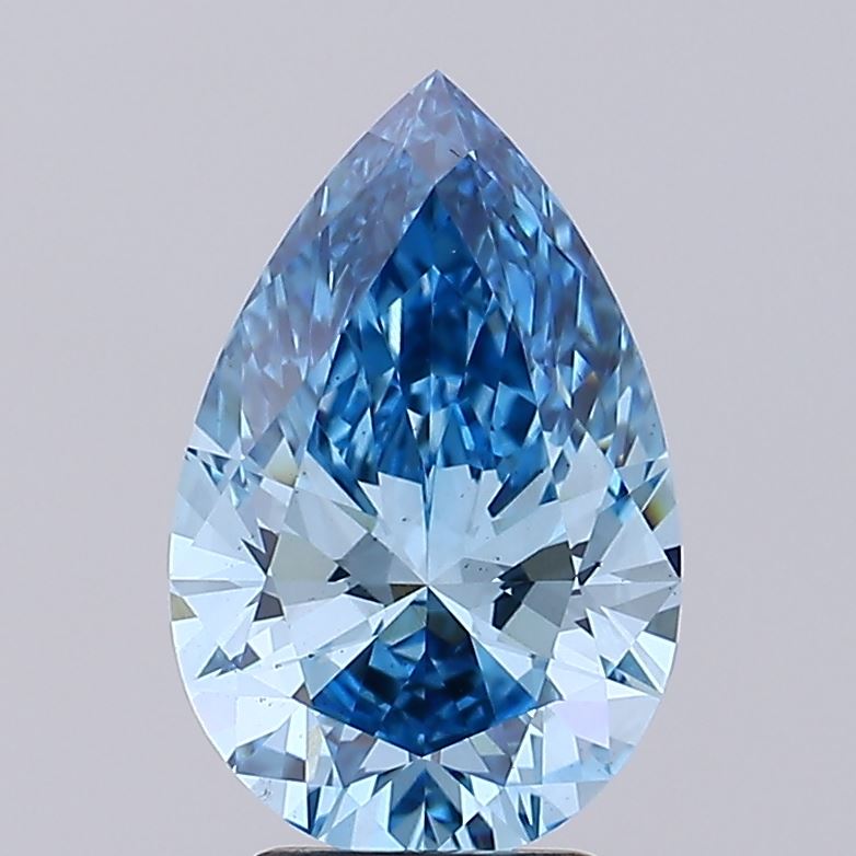 Diamant cultivé en laboratoire taille poire de 3,06 carats VS bleu vif fantaisie