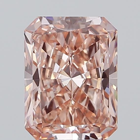 3.06 Carat Radiant Cut Lab Grown Diamond VS1Fancy Vivid Orangy Pink