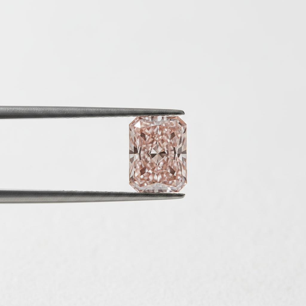 3,06 karaat stralend geslepen lab-grown diamant, VS1/fancy levendig oranjeachtig roze