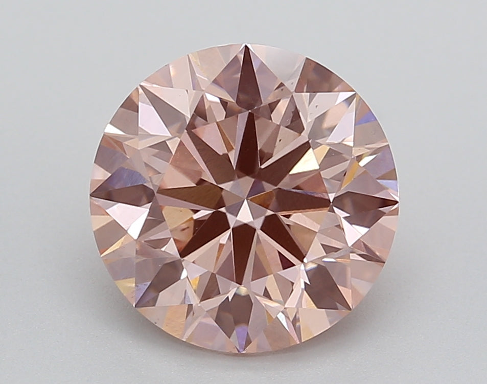 3.07 CT Round Cut Fancy Vivid Pink Lab Grown Diamond, IGI Certified