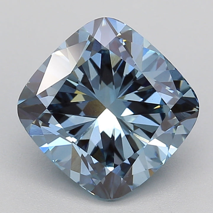 3.07 Carat Cushion Cut Lab Grown Diamond VS1 FANCY VIVID BLUE