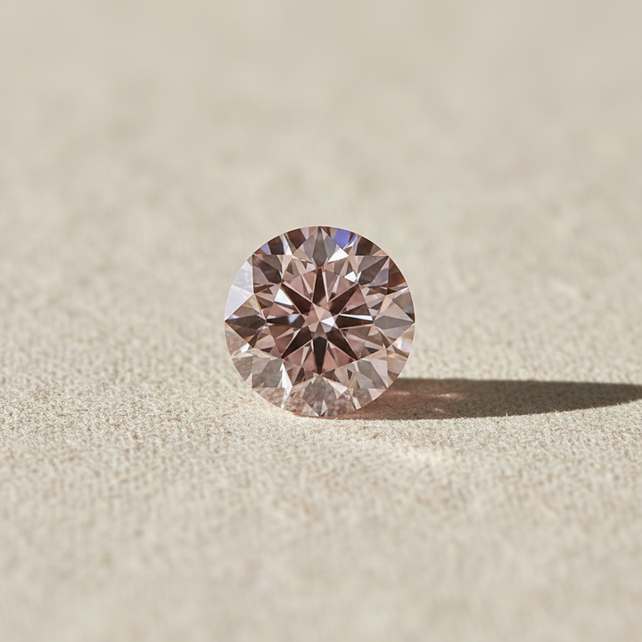 3,07 karaat ronde lab-gegroeide diamant, VS2/FANCY LEVENDIG ROZE