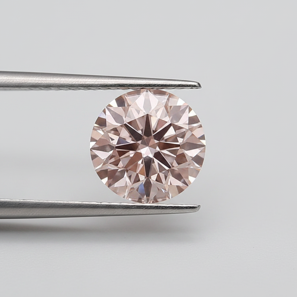 3,07 karaat ronde lab-gegroeide diamant, VS2/FANCY LEVENDIG ROZE