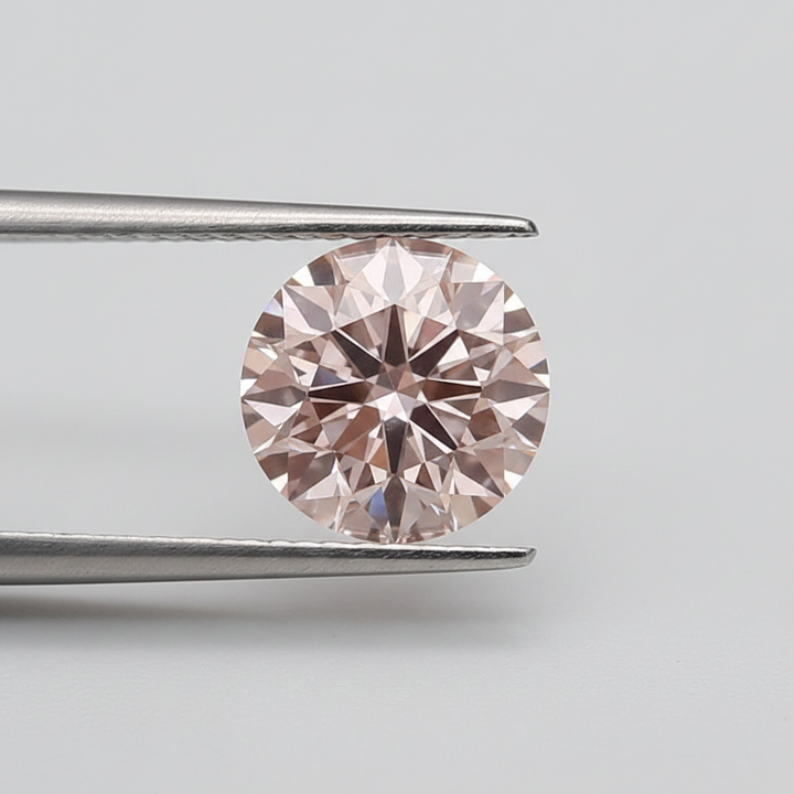 3,07 karaat ronde lab-gegroeide diamant, VS2/FANCY LEVENDIG ROZE