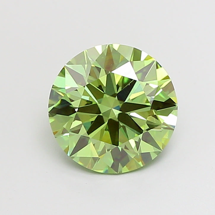 3.07 Carat Round Lab Grown Diamond VVS2 Fancy Vivid Green