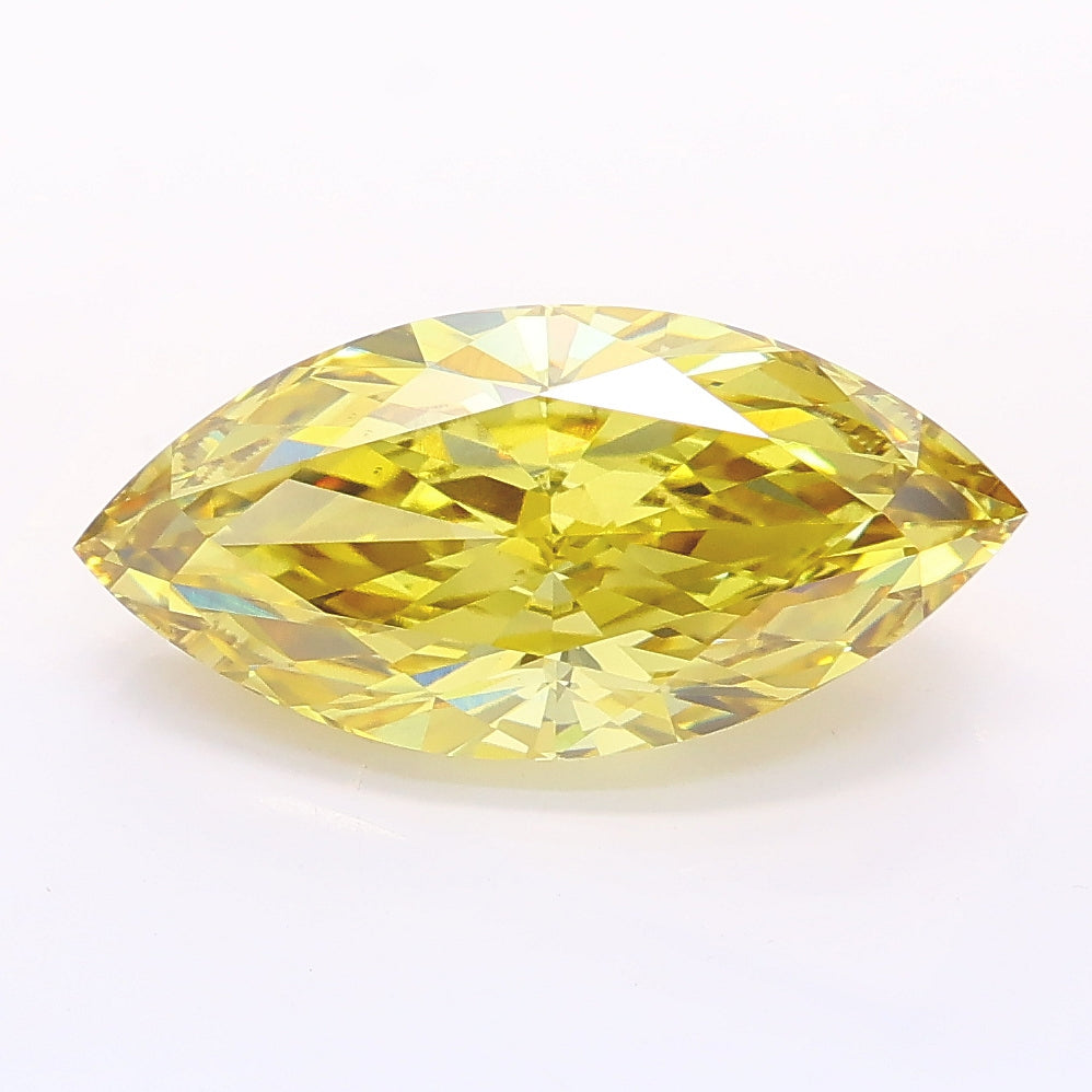 3.08 Carat Marquise Cut Lab Grown Diamond VS1Fancy Intense Yellow