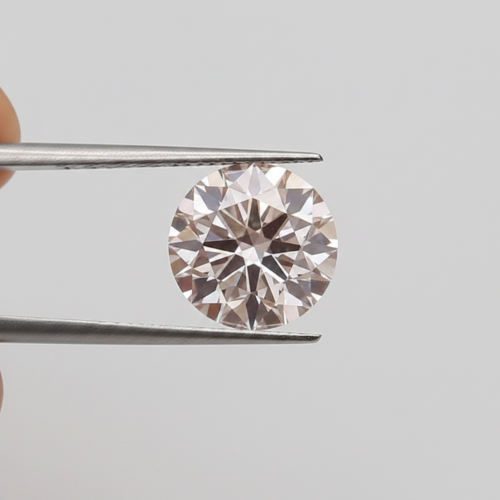 3,08 karaat ronde lab-gegroeide diamant, VS1/FANCY ROZE