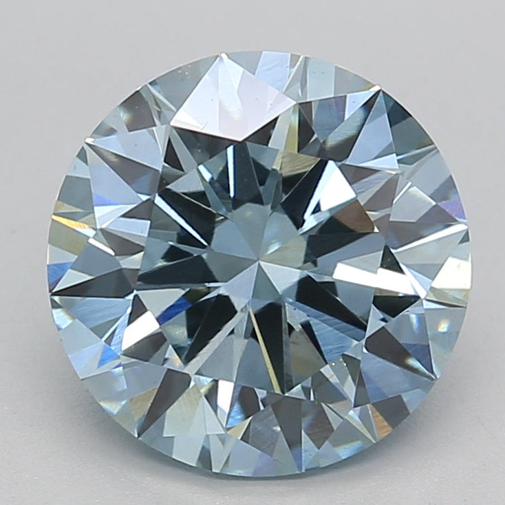 Diamante coltivato in laboratorio rotondo da 3,08 carati VVS2 FANCY BLU INTENSO