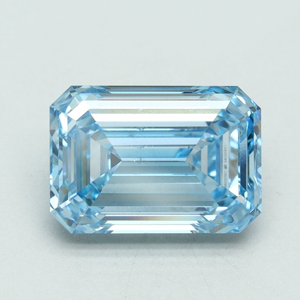 3.09 Carat Emerald Cut Lab Grown Diamond VS1Fancy Intense Blue