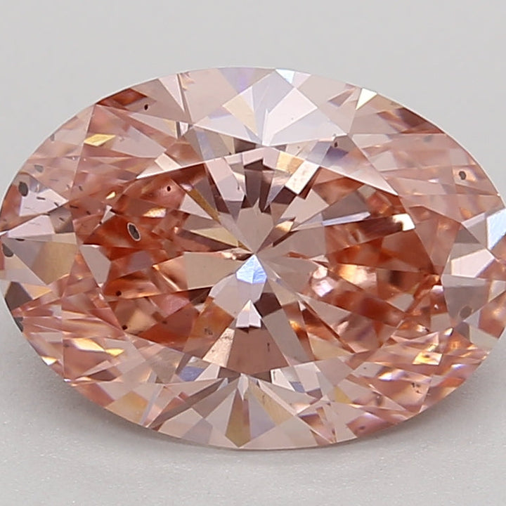 3.09 Carat Oval Cut Lab Grown Diamond SI1 FANCY VIVID PINK