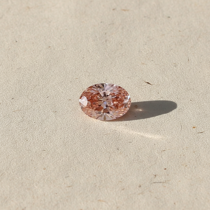 3,09 karaat ovaal geslepen laboratoriumdiamant, SI1/FANCY LEVENDIG ROZE