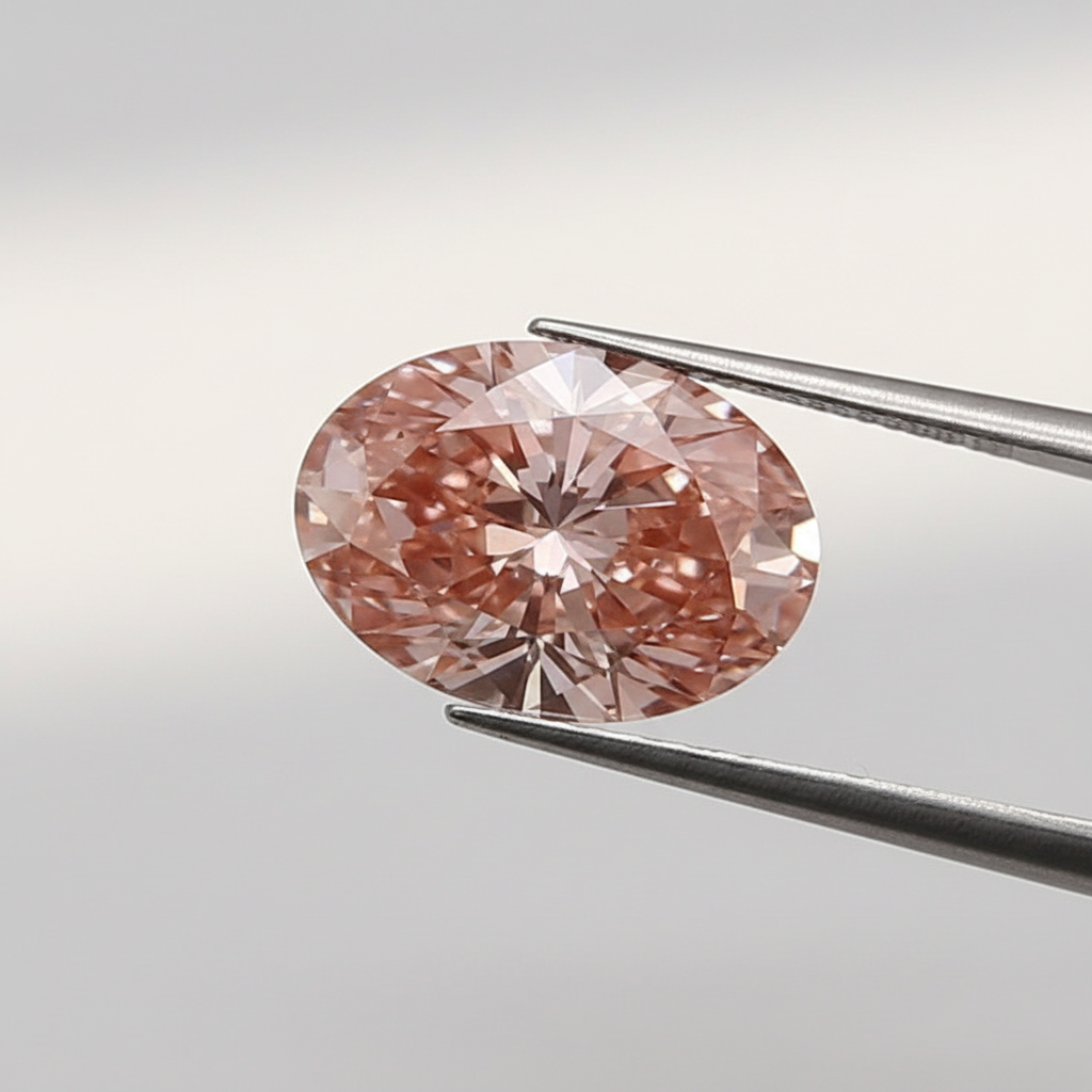 3,09 karaat ovaal geslepen laboratoriumdiamant, SI1/FANCY LEVENDIG ROZE