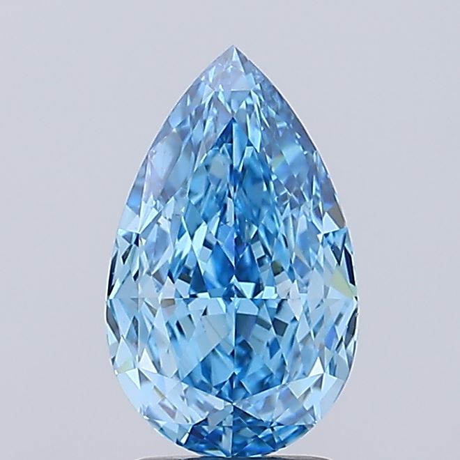 3.09 Carat Pear Cut Lab Grown Diamond VVS2Fancy Vivid Blue