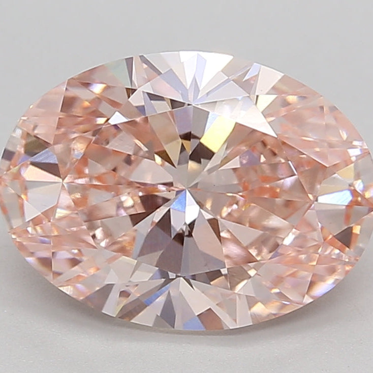 3.10 Carat Oval Cut Lab Grown Diamond, VVS2/Fancy Intense Pink