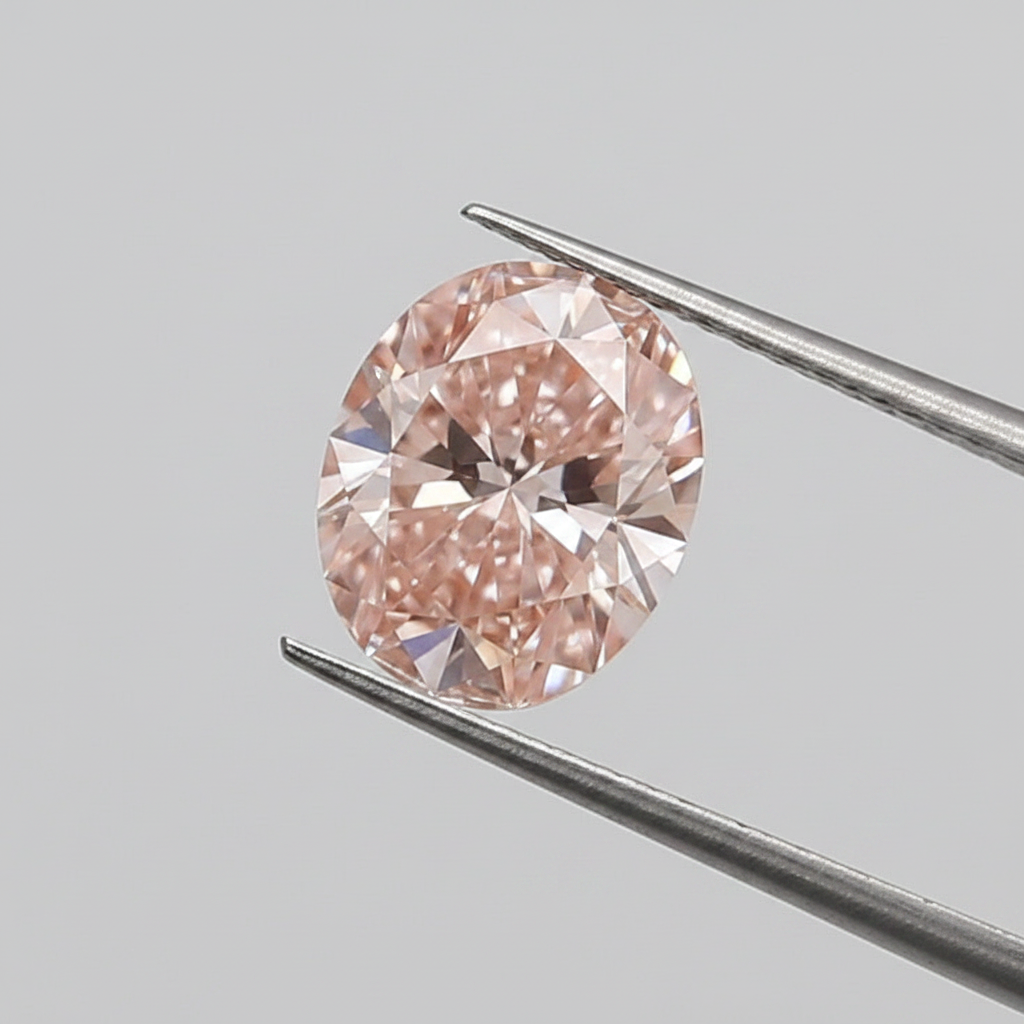 3,10 karaat ovale geslepen laboratoriumdiamant, VVS2/fancy intens roze