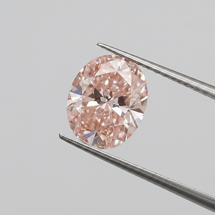 3,10 karaat ovale geslepen laboratoriumdiamant, VVS2/fancy intens roze