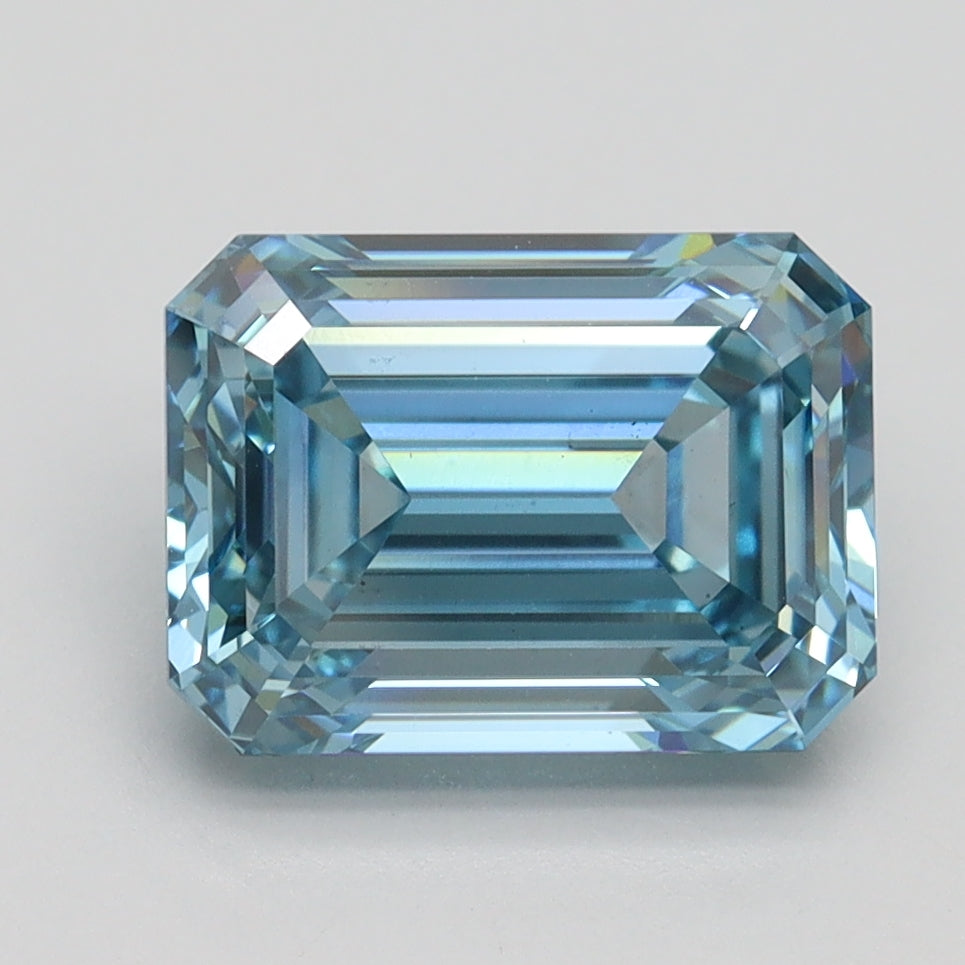3.11 Carat Emerald Cut Lab Grown Diamond VS2Fancy Intense Blue