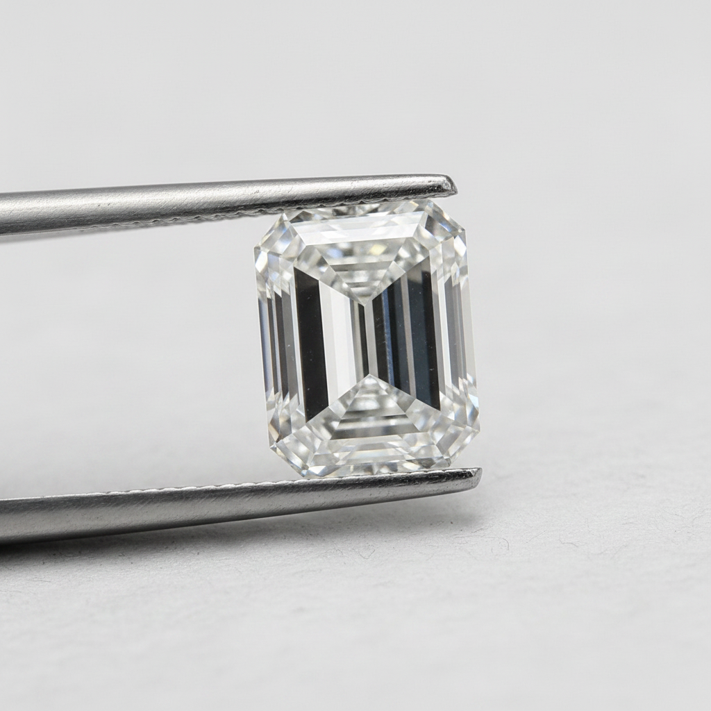 Diamant cultivé en laboratoire taille émeraude de 3,11 carats, VVS2/E