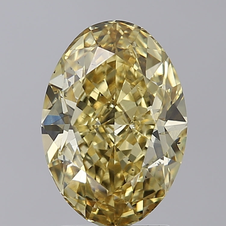3.13 Carat Oval Cut Lab Grown Diamond VS2 Fancy Vivid Yellow