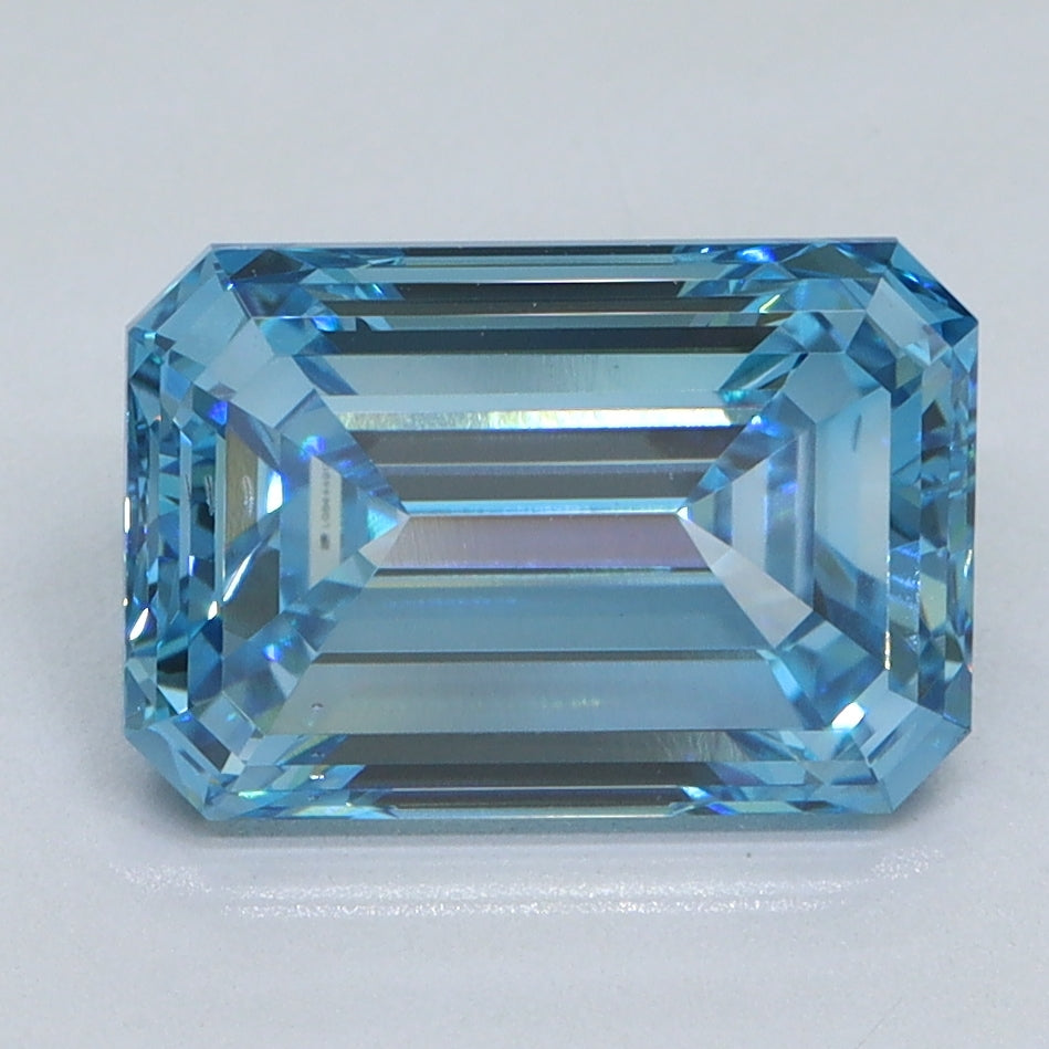 3.14 Carat Emerald Cut Lab Grown Diamond VS2Fancy Vivid Blue