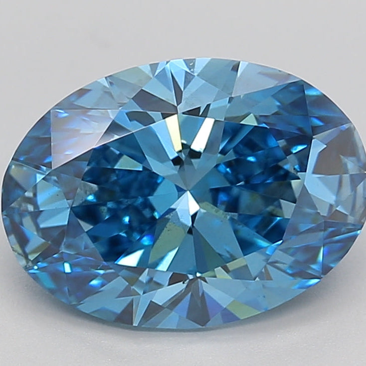3.1 Carat Oval Cut Lab Grown Diamond VS2 FANCY VIVID BLUE
