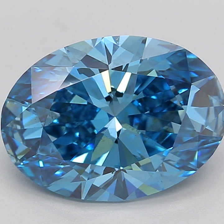 3.1 Carat Oval Cut Lab Grown Diamond VS2 FANCY VIVID BLUE