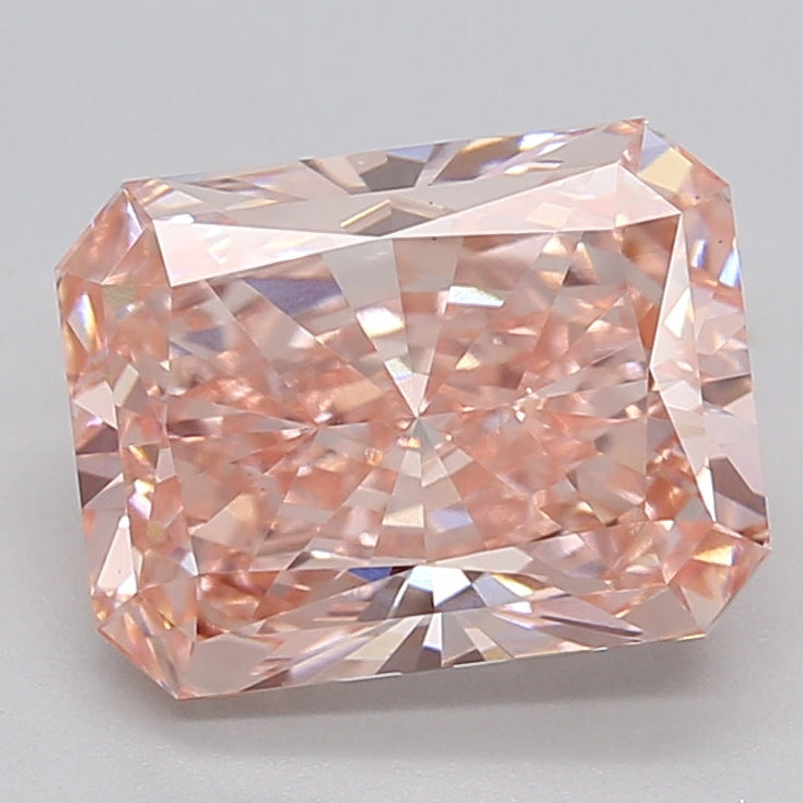 3.1 Carat Radiant Cut Lab Grown Diamond VS1 FANCY VIVID PINK