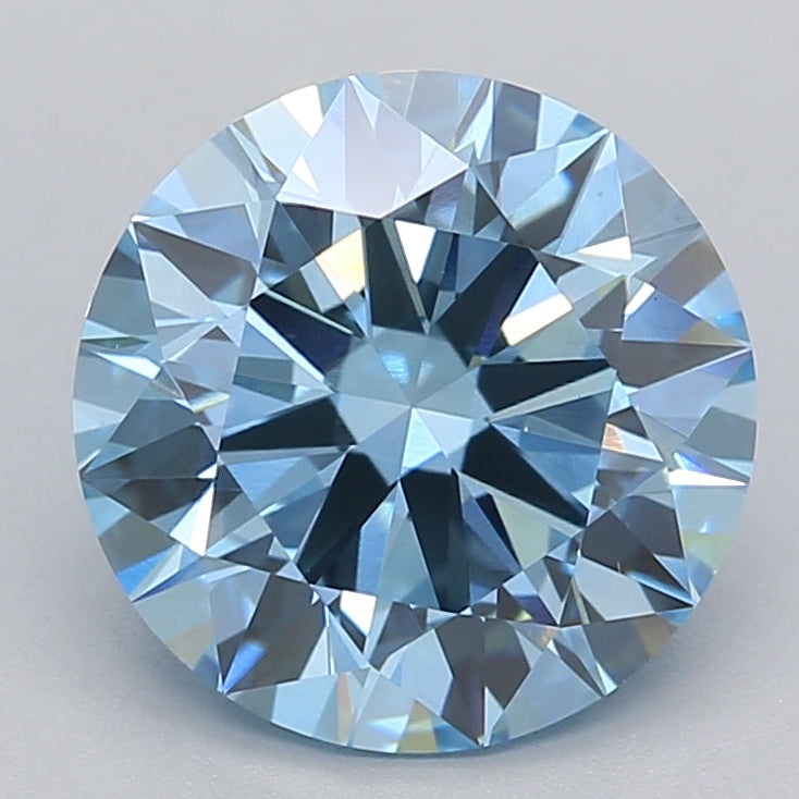 3.25 Carat Round Lab Grown Diamond VS1 FANCY VIVID BLUE