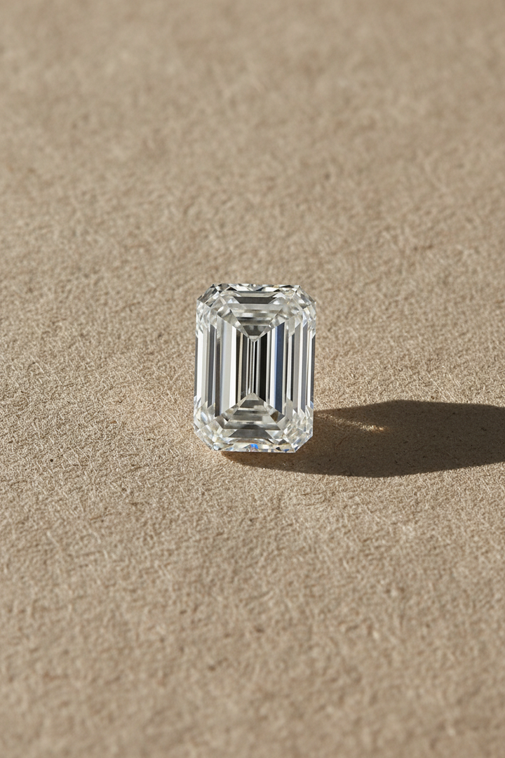 3,28 Karat im Smaragdschliff gezüchteter Diamant, VS1/F
