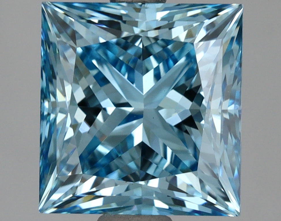 3.28 Carat Princess Cut Lab Grown Diamond VS1Fancy Vivid Blue