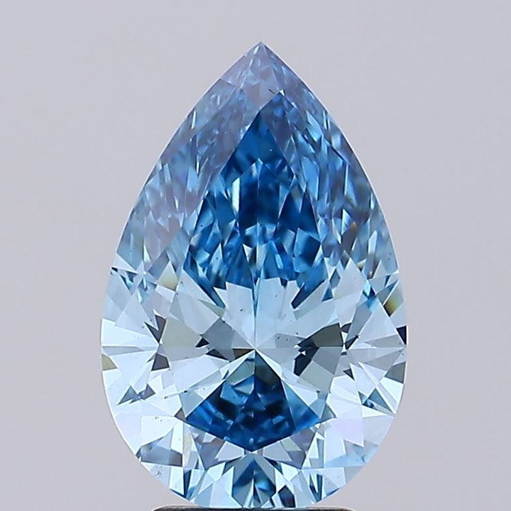 Diamant cultivé en laboratoire taille poire de 3,29 carats VS bleu vif fantaisie