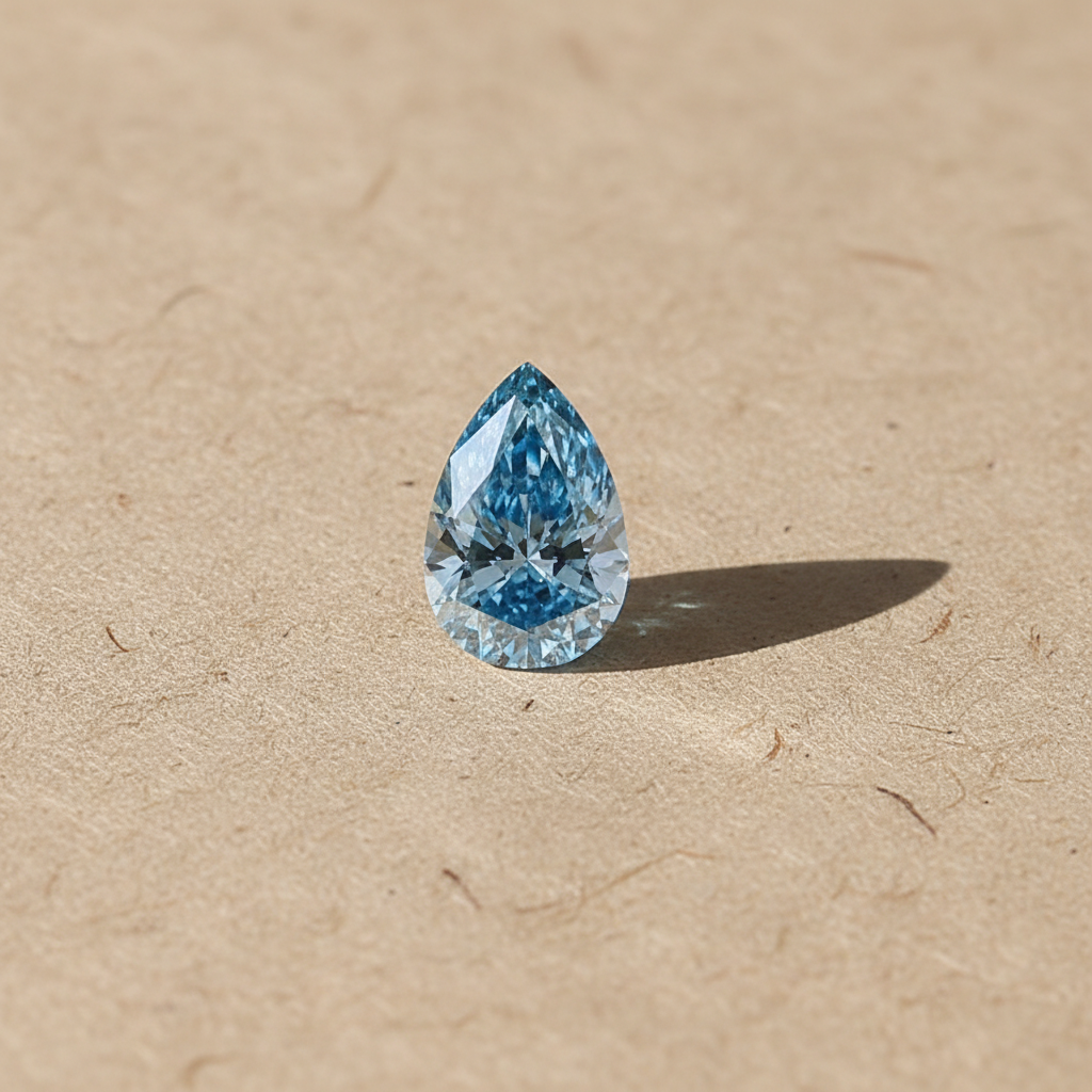 3.29 Carat Pear Cut Lab Grown Diamond VS2 Fancy Vivid Blue IGI Certified
